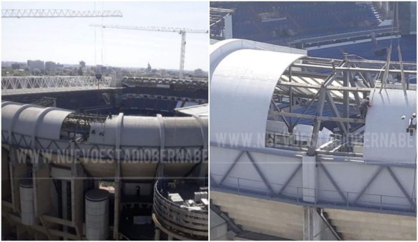 Comenzaron a poner el techo retráctil: Así marcha la remodelación del Santiago Bernabéu