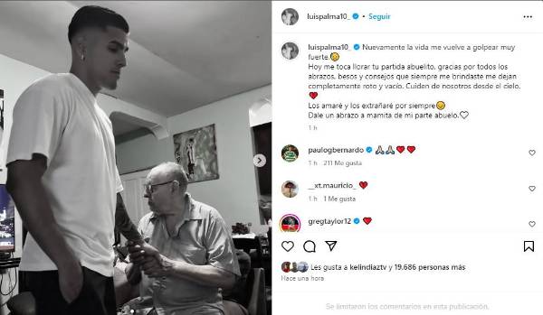 El mensaje de Luis Palma tras el fallecimiento de su abuelo.