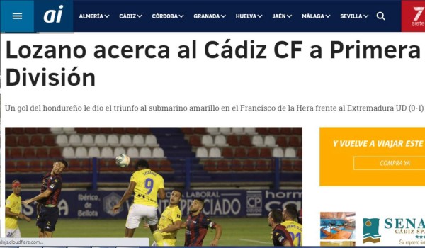 La prensa española se rinde al Choco Lozano tras su gol: 'Está dulce, acerca al Cádiz a Primera'