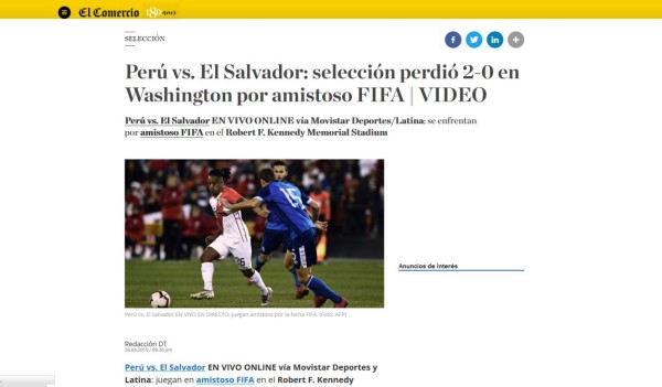 Prensa peruana furiosa tras caer ante El Salvador: 'Ridículo' y 'desatre'