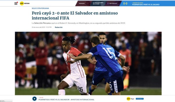 Prensa peruana furiosa tras caer ante El Salvador: 'Ridículo' y 'desatre'