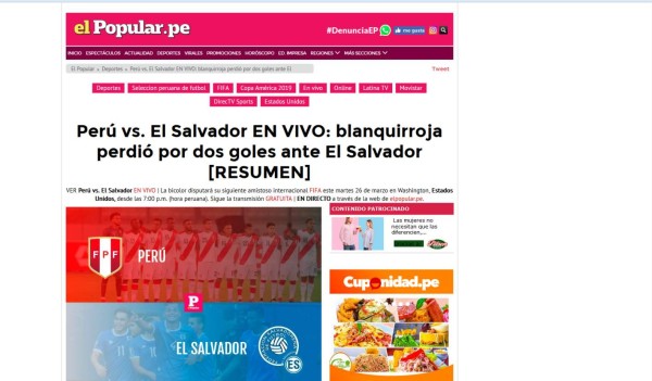 Prensa peruana furiosa tras caer ante El Salvador: 'Ridículo' y 'desatre'