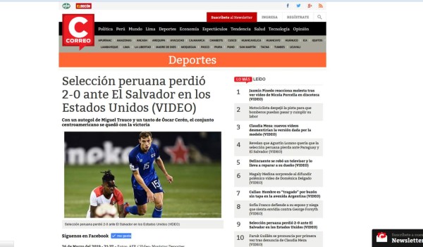 Prensa peruana furiosa tras caer ante El Salvador: 'Ridículo' y 'desatre'