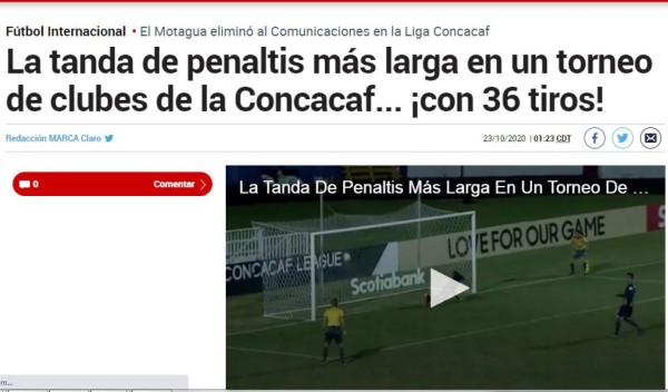 Insólito, asombro, récord: la prensa mundial se sorprende con tanda de penales entre Motagua y Comunicaciones