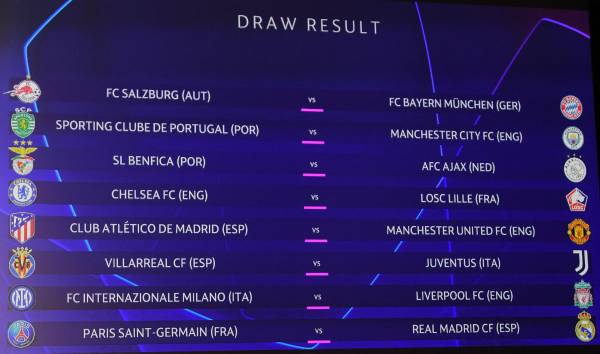 Así quedaron emparejadas de manera definitiva las llaves de octavos de final de la Champions League.