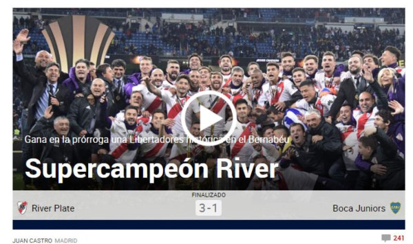 ¡Campeones! La prensa mundial se rinde ante River tras conquistar la Copa Libertadores