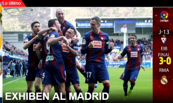 ''Bochorno'', así se come la prensa al Real Madrid tras recibir paliza del Eibar