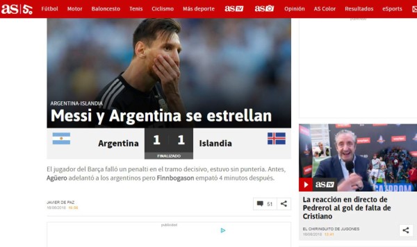 Prensa mundial: Messi el señalado por empate de Argentina ante Islandia