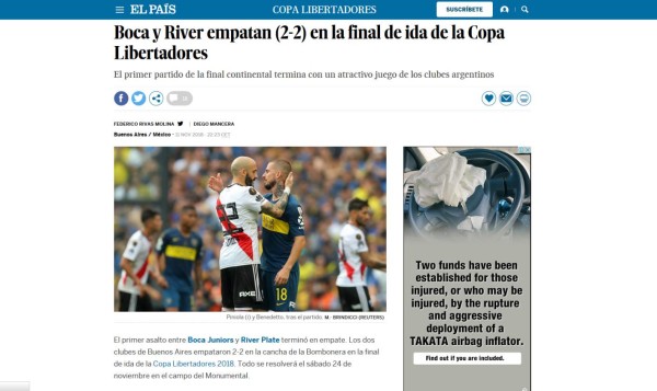 ¿River campeón? La guerra de portadas en el mundo tras la ida Boca Juniors - River Plate