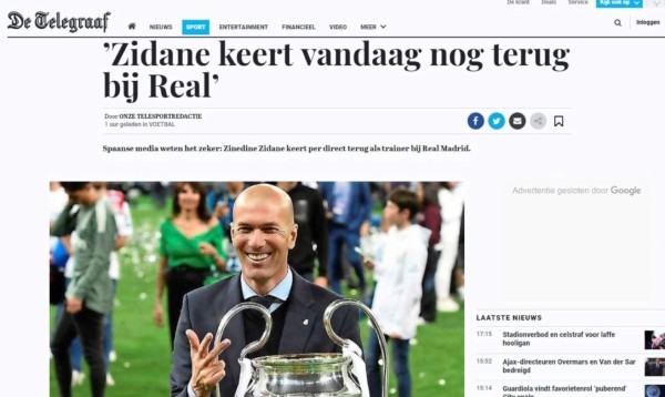 La prensa mundial resalta en sus portadas el regreso de Zidane al Real Madrid