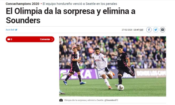 Prensa internacional destaca a Olimpia tras echar al Seattle de la Champions de Concacaf