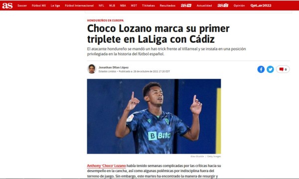 'El heredero del 'Mágico' González e histórico': Prensa mundial se rinde a los pies del Choco Lozano