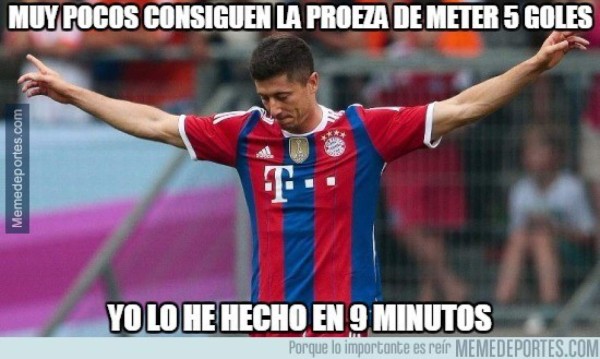 Lewandowski provoca lluvia de memes al anotar cinco goles en nueve minutos