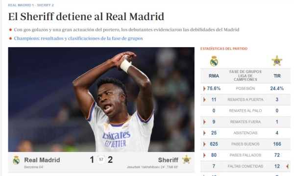 ''Tiroteados por el Sheriff'': la prensa mundial reacciona tras la dura derrota del Real Madrid en Champions