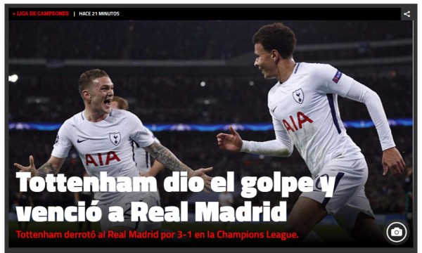 ¡CRISIS! Así reacciona la prensa mundial tras la dura derrota del Real Madrid ante el Tottenham