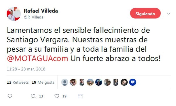 Fútbol hondureño se solidariza en redes tras fallecimiento de Santiago Vergara