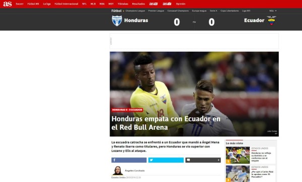 ¡Críticas Lo que dicen los medios internacionales tras el empate de Honduras y Ecuador