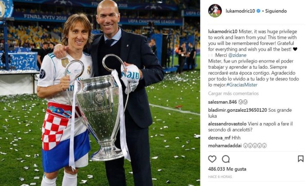 Emotivas palabras: Así se despidieron de Zidane los jugadores del Real Madrid en sus redes sociales