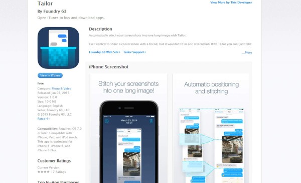 Una app que une varias capturas de pantalla