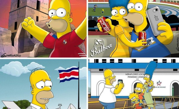 Así se verían Los Simpson en Costa Rica y Panamá. ¡Atención con Navas y Román!