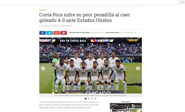 Medios ticos catalogan de 'vergüenza' y 'pesadilla' lo realizado por Costa Rica ante Estados Unidos