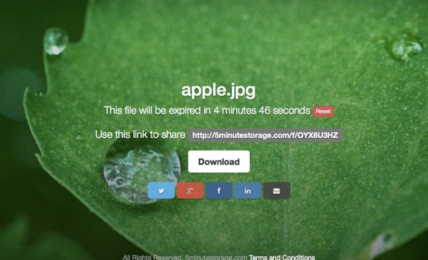 Herramienta online para compartir archivos durante cinco minutos&nbsp;&nbsp;
