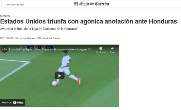 'Bofetada, polémico y con mejor fútbol'; Lo que dice la prensa de la derrota de Honduras ante EUA