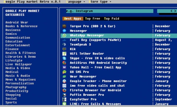 Crean un sitio web para visitar la App Store y Google Play al más puro estilo de los años 80