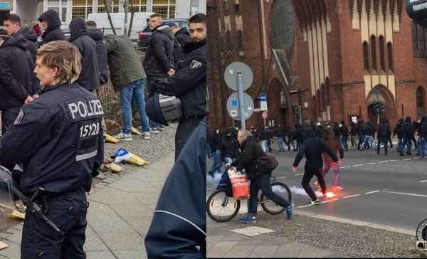 VIDEO: Brutal pelea entre aficionados del Hertha y Eintracht antes del partido&nbsp;&nbsp;