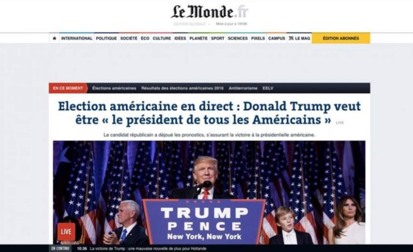 PORTADAS: La agresiva reacción de la prensa internacional tras gane de Donald Trump