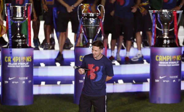 Barcelona celebra en su ciudad el título de Champions