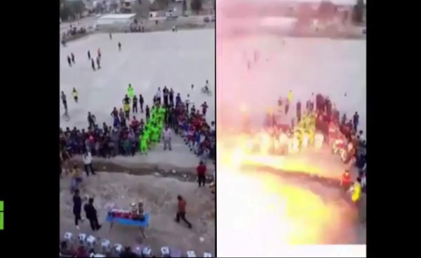 VIDEO: Momento que estalló bomba después de partido de fútbol