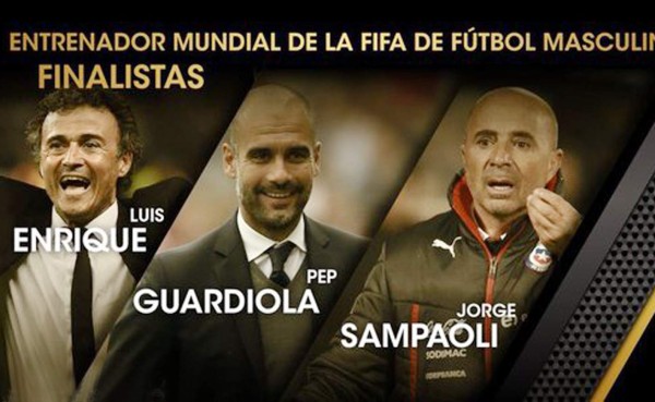 Luis Enrique, Sampaoli y Guardiola, optarán al Entrenador Mundial FIFA 2015