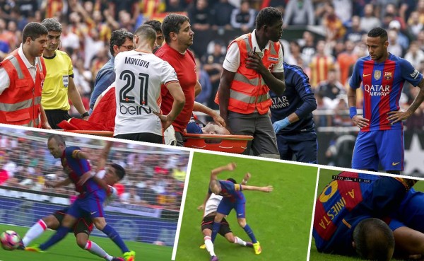 Fotos: Momentos dramáticos de Iniesta tras sufrir una durísima lesión