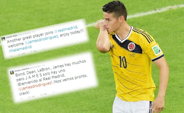 Bale y Arbeloa le dan la bievenida a James vía Twitter