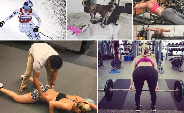 Fotos: Los descuidos de esta bellísima esquiadora por culpa de sus perros