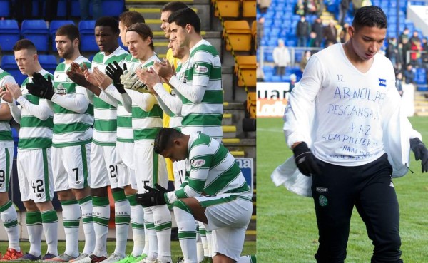 Homenaje de Celtic y Emilio Izaguirre en memoria de Arnold Peralta