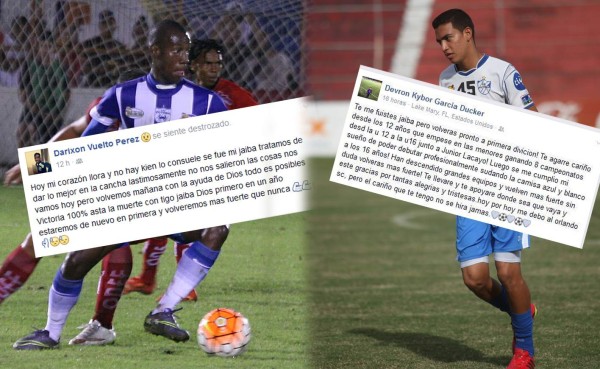 Emotivos mensajes de Devron García y Darixon Vuelto luego del descenso de Victoria