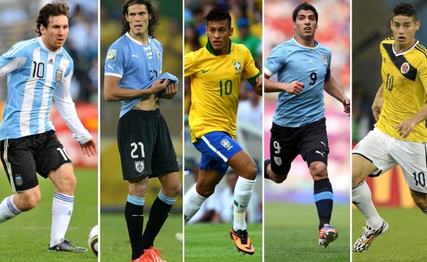 Los mejores diez y goleadores que extrañan Brasil, Argentina, Colombia y Uruguay