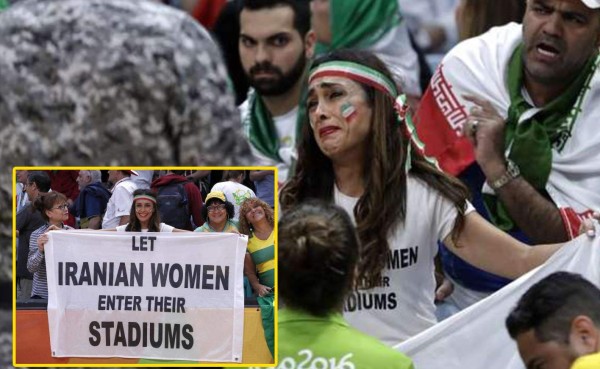 Mujer irani rompe en llanto al ser obligada a abandonar estadio de Río