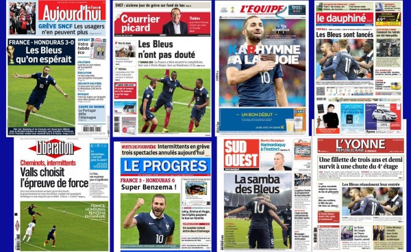Prensa francesa celebra la goleada a Honduras