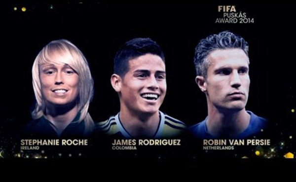 VIDEO: Una dama amenaza el 'Puskas' de James y Van Persie