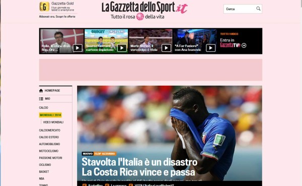 Prensa italiana lamenta 'desastre' de la 'Azurra' ante Costa Rica