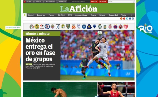 La prensa mexicana destroza a la selección olímpica por fracaso en Rio-2016
