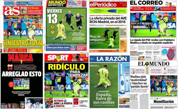 Las portadas de España amanecieron con 'catástrofe y vergüenza'