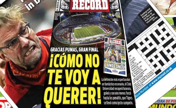 Heroica actuación de Pumas y descalabro de Real Madrid, destacan en portadas de este lunes