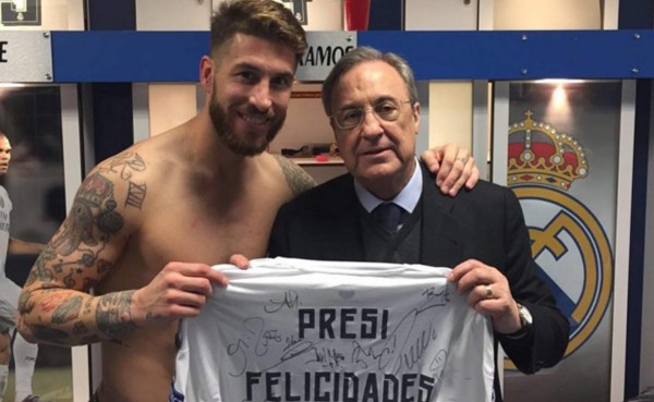 Plantilla del Real Madrid a Florentino Pérez: 'Presi, felicidades'