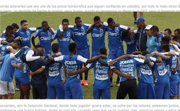 La emotiva carta de un aficionado a la Selección de Honduras