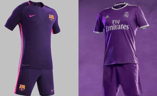 Barcelona y Real Madrid con camisetas del mismo color
