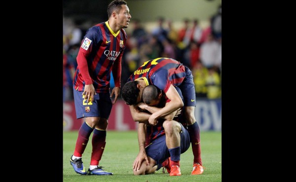 Javier Mascherano, abatido al final del juego ante Villarreal